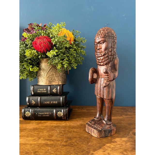 Wood Sculptural African Kuba Hand-Carved Mahogany Figure on Base, Mid-20th Century For Sale - Image 7 of 17