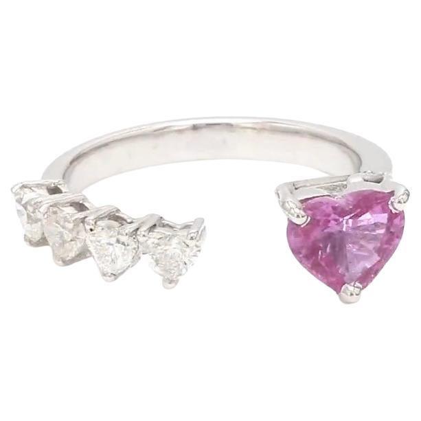 Early 21st Century Natural 1.48 cts pink sapphire 048 cts diamond ring in 18k gold For Sale - Image 5 of 18