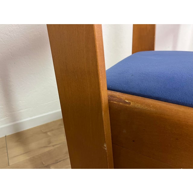 Blue Vintage Chairs in Wood and Blue Velvet, 1980s, Set of 6 For Sale - Image 8 of 9