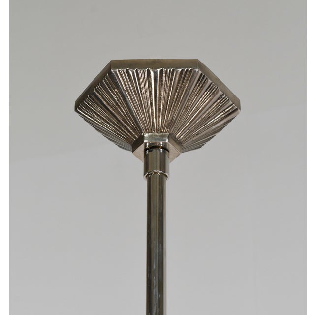 Silver French Art Deco Pendant Light by Hettier Et Vincent & Hanots 1930 France - 5 Available For Sale - Image 8 of 15