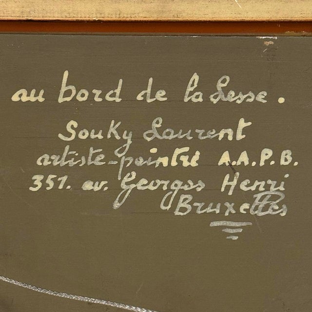 Framed Oil Painting on Panel by Laurent Souky (1914–2005), 'Au Bord Du Lesse' For Sale - Image 18 of 18