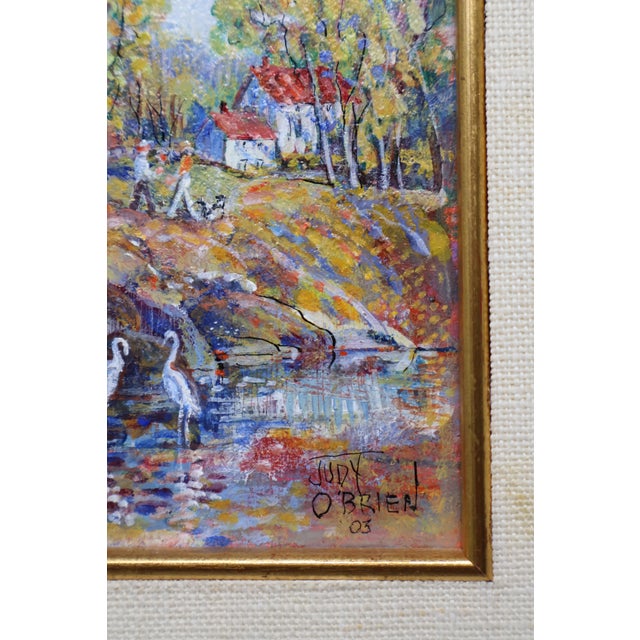 2003 Judy O’Brien Galatha Miniature Heron Landscape Painting For Sale - Image 12 of 18