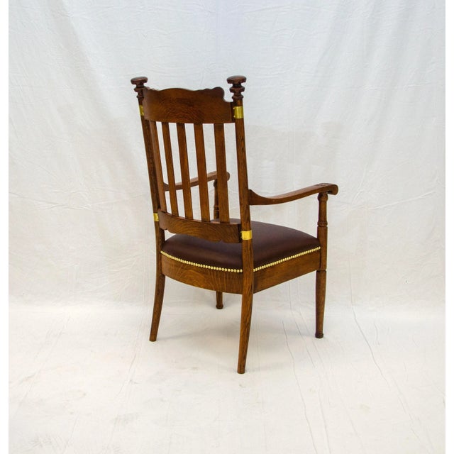 1910s Vintage Quarter Sawn Oak Armchair For Sale - Image 5 of 13