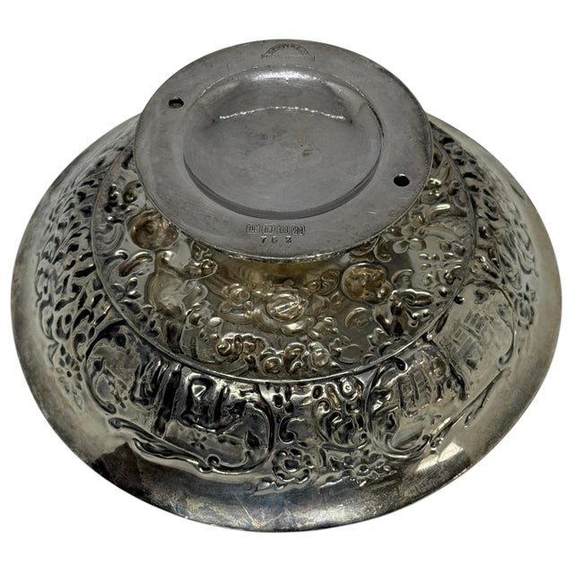 Metal Antique Derby Silver Plate Company Footed Bowl Cherubs and Farming Design #762 For Sale - Image 7 of 12