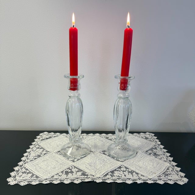 Vintage Glass Candleholders, 1960, Set of 2 For Sale - Image 3 of 4