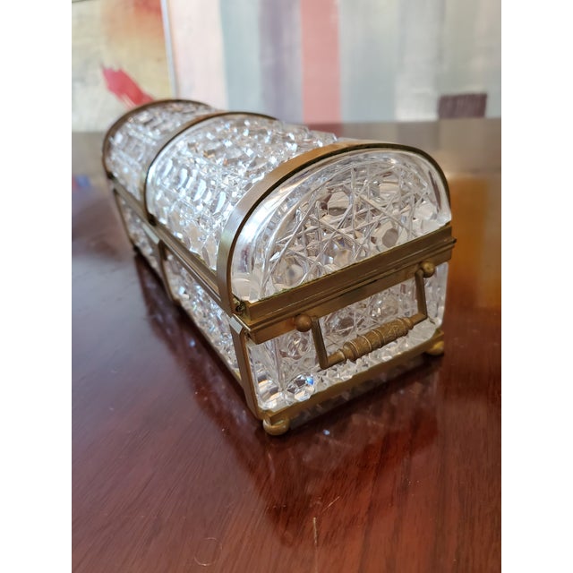 Art Nouveau Early 20th Century Antique Baccarat Style Large Casket Jewelry Box For Sale - Image 3 of 9