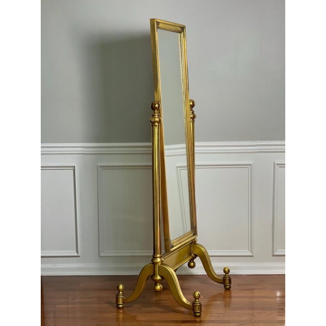 Hollywood Regency 1970s Hollywood Regency Giltwood Cheval Floor Mirror For Sale - Image 3 of 13