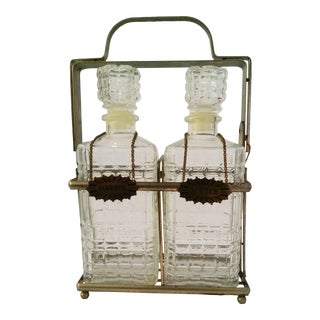Mid-Century Liquor Locker Decanter Set, 3 Pcs For Sale