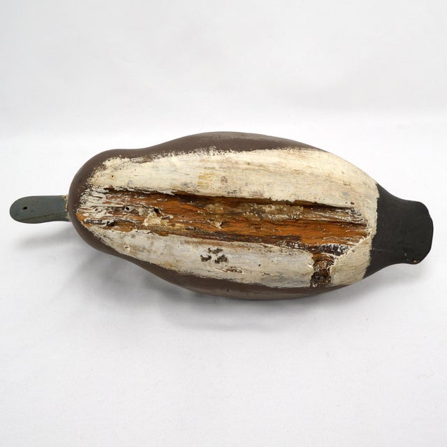 Brown Vintage Handmade Broadbill Hen Duck Decoy Original Paint For Sale - Image 8 of 11
