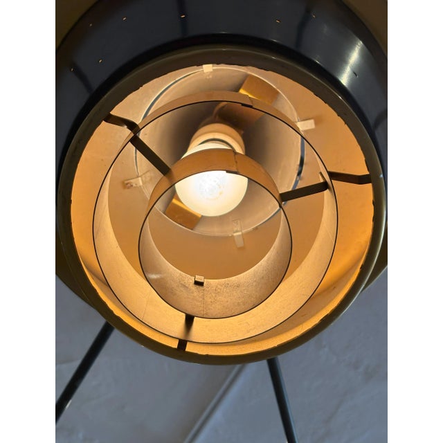 Gold MCM 8-Arm Large Metal Shade Chandelier in Brass and Black Steel in the Style of Still Novo-2 Available For Sale - Image 8 of 11