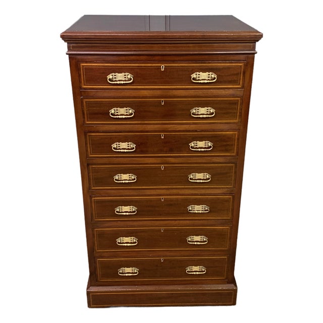 Inlaid Mahogany Pillar Chest from Maple & Co., 1900 For Sale