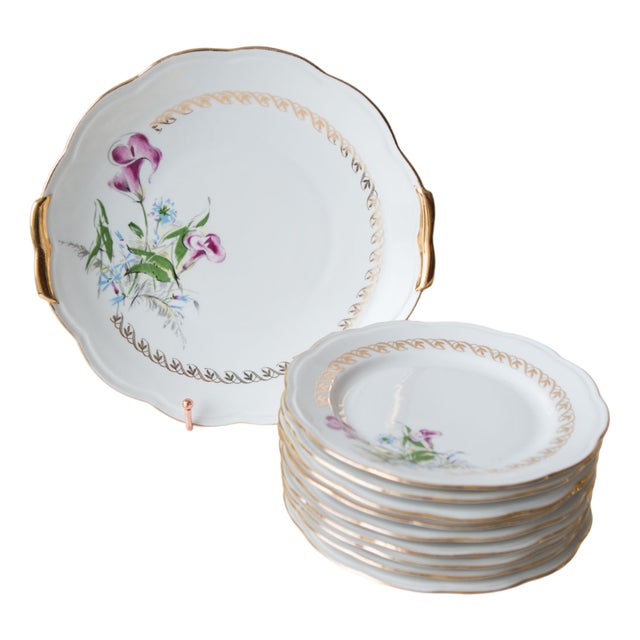 French Dessert Set by SFP Limoges, 1950s, Set of 9 For Sale