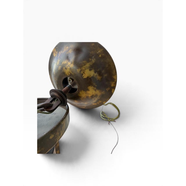 Late 20th Century Art Deco Mariner s.a. Spanish Cast Brass & Molded Alabaster Glass Inverted Bowl Chandelier For Sale - Image 9 of 9