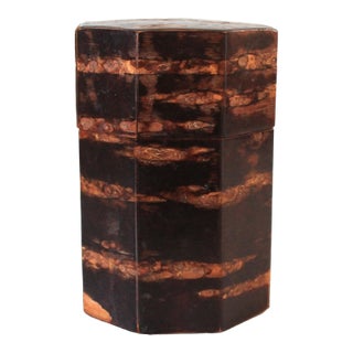 Vintage Hexagon Japanese Kabazaiku (Cherry Bark) Tea Caddy For Sale