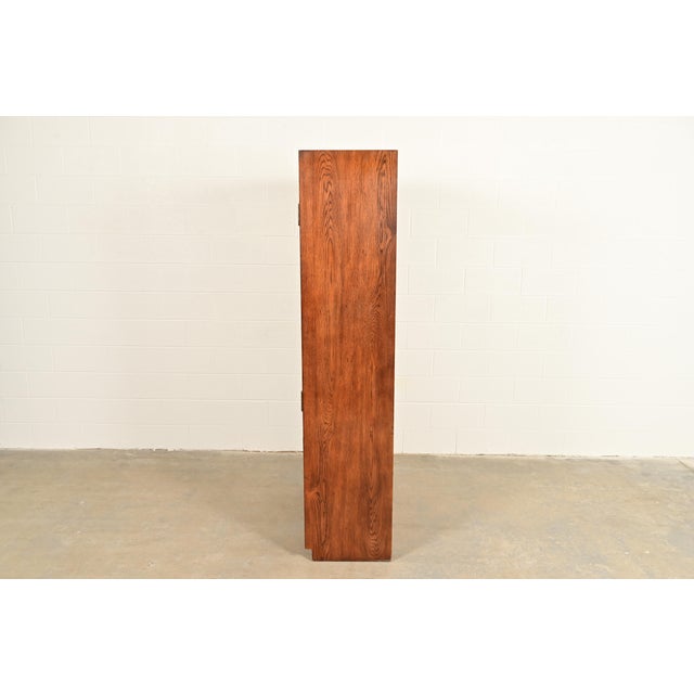 Henredon Mid-Century Modern Campaign Oak Armoire Dresser or Gentleman's Chest, Circa 1970s For Sale - Image 12 of 14