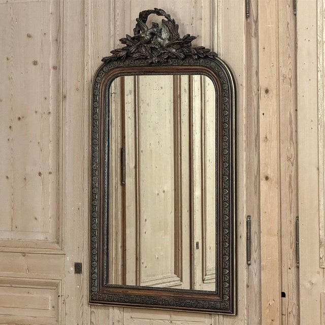 Antique French Napoleon III Mirror in the Louis XVI Style With Lovebirds For Sale - Image 4 of 18