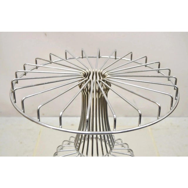 Vintage Mid Century Modern Chrome Metal Wire Pedestal Pastry Cake Stand For Sale - Image 4 of 7