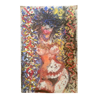 Hendrik Grise Signed Nude Abstract Mixed Media Painting For Sale
