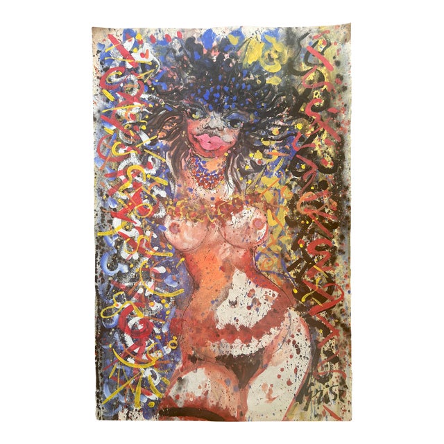 Hendrik Grise Signed Nude Abstract Mixed Media Painting For Sale