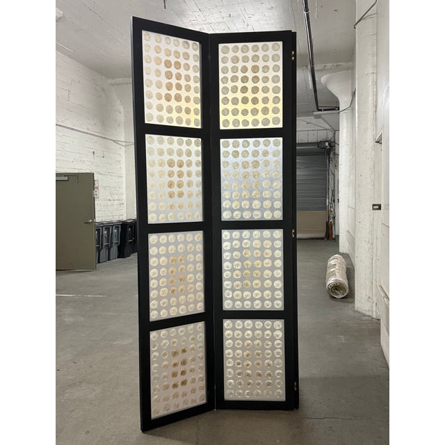 Shawna Stoney Natural Shell Three Panel Folding Screen For Sale - Image 4 of 12