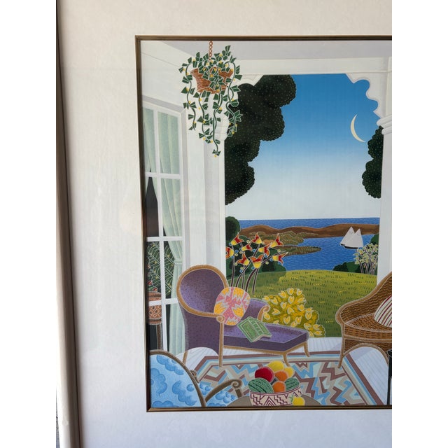 White Vintage Thomas McKnight Framed Architectural Serigraph Print, 1980s For Sale - Image 8 of 8