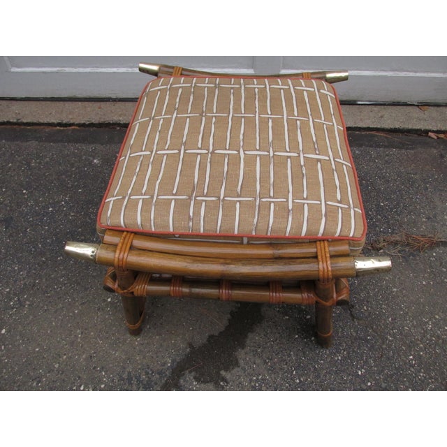 Traditional Vintage 1960s Bamboo Ottoman in the Style of Ficks Reed's Far Horizon Line For Sale - Image 3 of 12