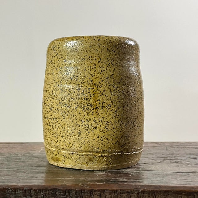 Small Speckled Stoneware Vase by Geraldine Shapiro, Signed (Ca. 1970) For Sale - Image 4 of 7