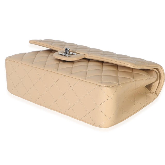 1950s Beige Quilted Lambskin Classic Double Flap Bag For Sale - Image 5 of 8