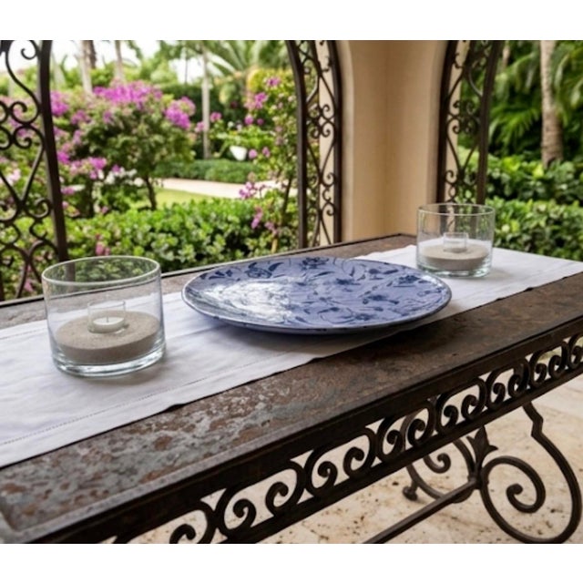Blue Vintage Moroccan Safi Ceramic Floral Platter by M. Reda Dbila For Sale - Image 8 of 11
