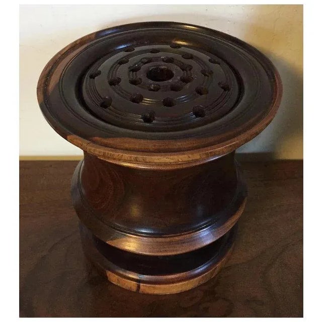 Brown Antique 19th Century English Regency Carved Treen Lignum Vitae Vase Shape Urn for Potpourri For Sale - Image 8 of 11