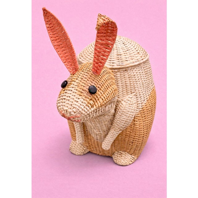 American Vintage Monumental Wicker & Rattan Bunny by Mackenzie Childs For Sale - Image 3 of 10