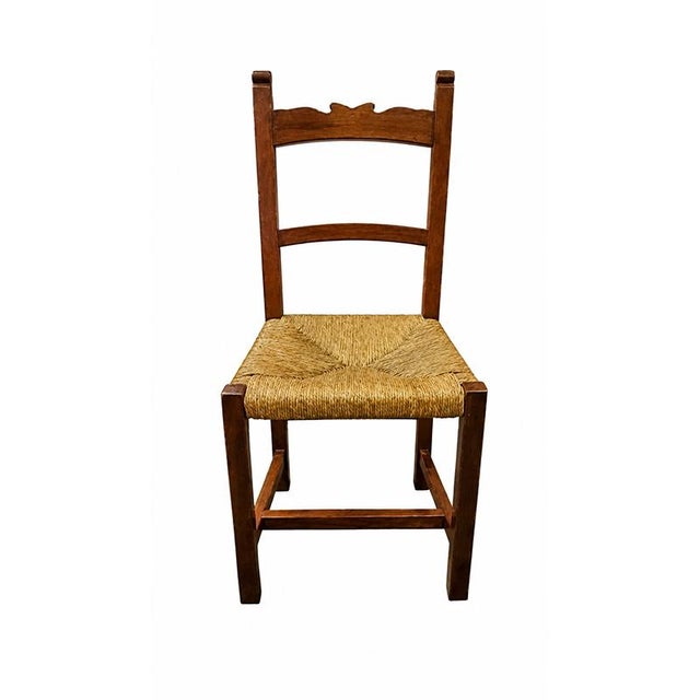 20th Century Rustic Wooden Chairs with Straw Seats, Set of 9 For Sale - Image 3 of 6