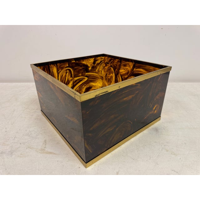 Brown Large Tortoiseshell Effect Acrylic Glass Planter, 1970s For Sale - Image 8 of 11