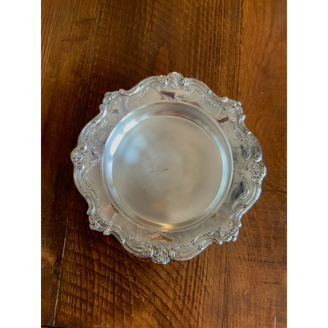 Vintage Gorham Silver Tray Used as Dog Bowl, Catchall, Serving Dish or Wine Coaster for Bar Cart, Vanity Styling, Palm Beach Regency or Traditional For Sale In New Orleans - Image 6 of 10