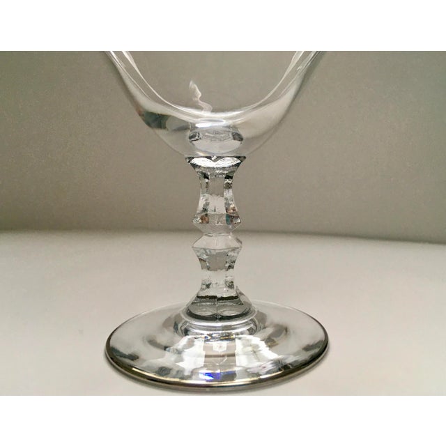 Glass 1960s Silver Trimmed Facet Stemmed “Debut” Cocktail Glasses- Set of 4 For Sale - Image 7 of 13