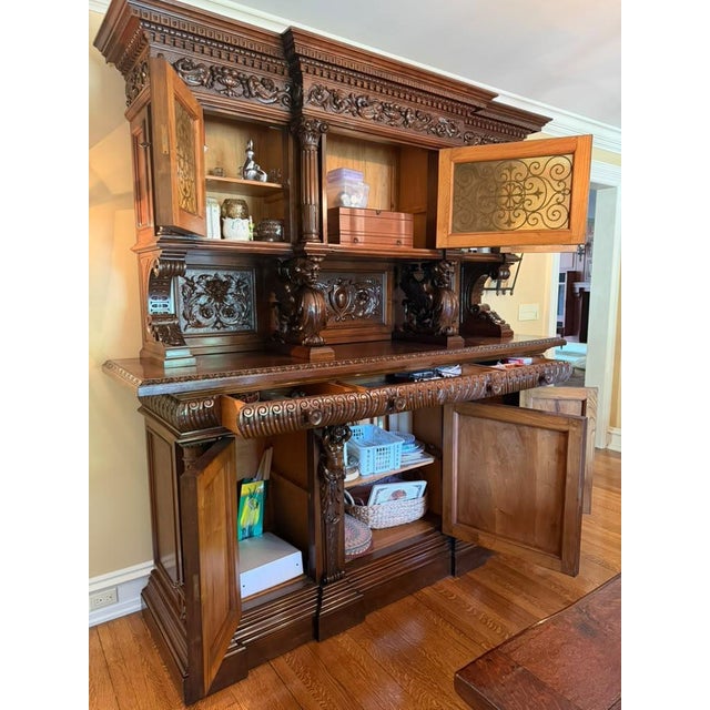 Rococo French Mid-19th Century Rococo Style Heavily Carved Walnut Buffet, Circa 1850–1860 For Sale - Image 3 of 18