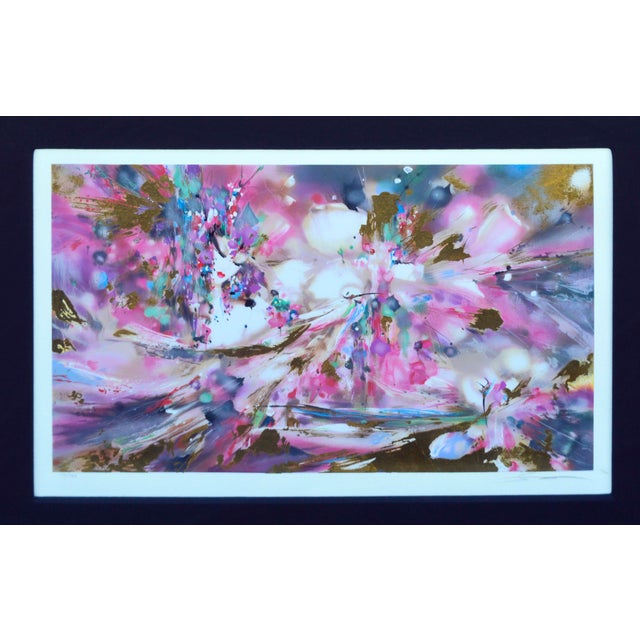 Vibrant and arresting "Her Dreaming" is a wonderful modern abstract expressionist lithograph print by unknown artist....