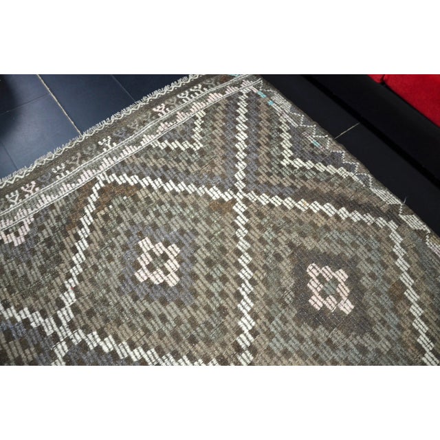 Textile Vintage Aztec Turkish Handwoven Kilim Rug For Sale - Image 7 of 11