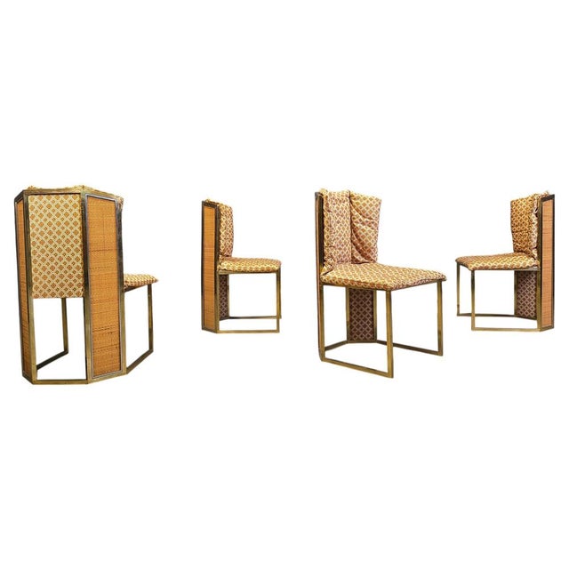 N. 6 Chairs in Brass Metal and Wicker from Mario Sabot, 1970s, Set of 4 For Sale - Image 13 of 13