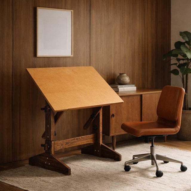 Mid-Century Versa Tables Adjustable Wood Drafting Table, 20th Century For Sale - Image 10 of 16