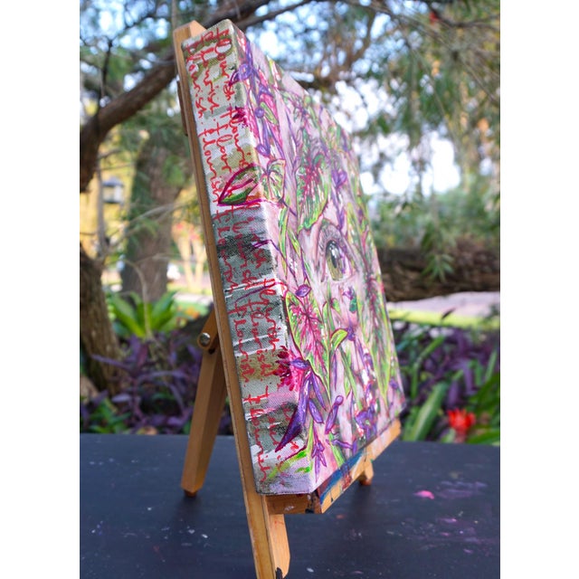 Flourish-Charles-My Front Yard, Florida by Amanda Seckington | Acrylic & Oil Painting of an eye surrounded by plants For Sale - Image 4 of 4