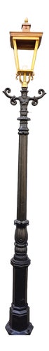 Cast Iron Lamp Post Doetinchem with Copper Square Lantern