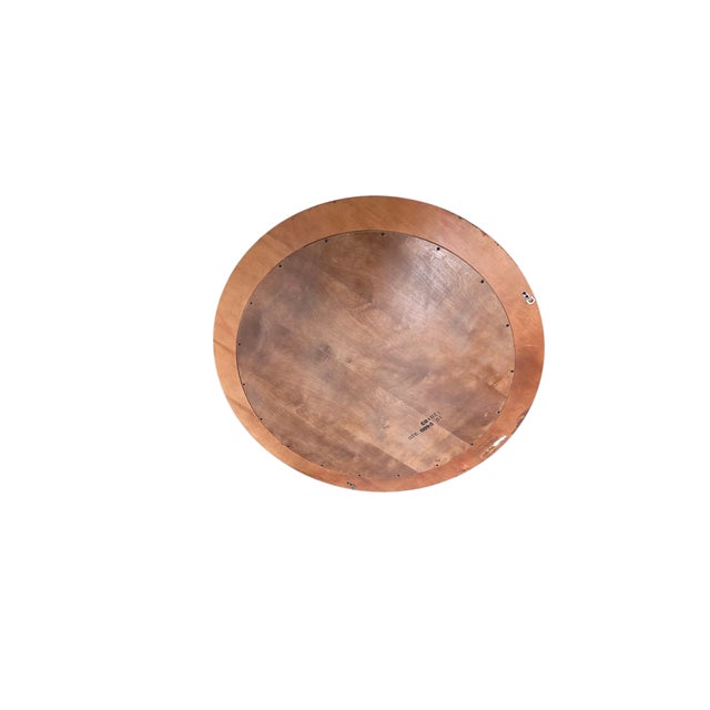 Red Ethan Allen Avenue Collection Round Cherry Wood Beveled Wall Mirror Console For Sale - Image 8 of 11