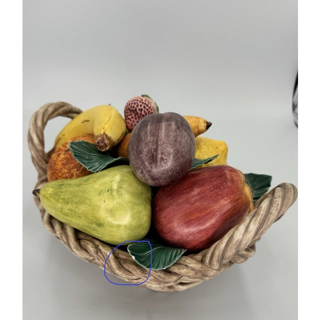 Ceramic Vintage MCM Italian Ceramic Hand Painted Fruit Basket Centerpiece For Sale - Image 7 of 7