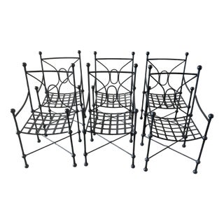 Set of Six Italian Wrought Iron Armchairs, Attributed to Mario Papperzini, 1960s For Sale
