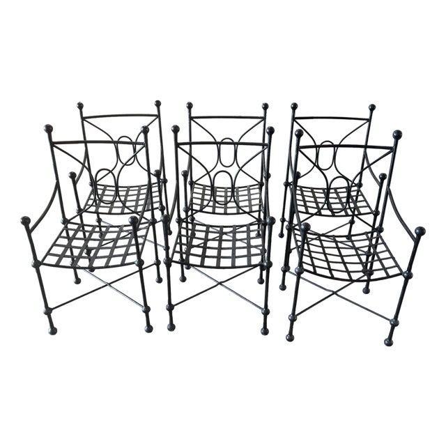 Set of Six Italian Wrought Iron Armchairs, Attributed to Mario Papperzini, 1960s For Sale