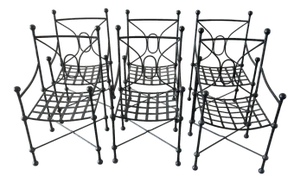 Set of Six Italian Wrought Iron Armchairs, Attributed to Mario Papperzini, 1960s