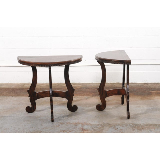 Coffee Early 19th Century Pair of Petite Italian 19th C. Demi-Lunes For Sale - Image 8 of 11
