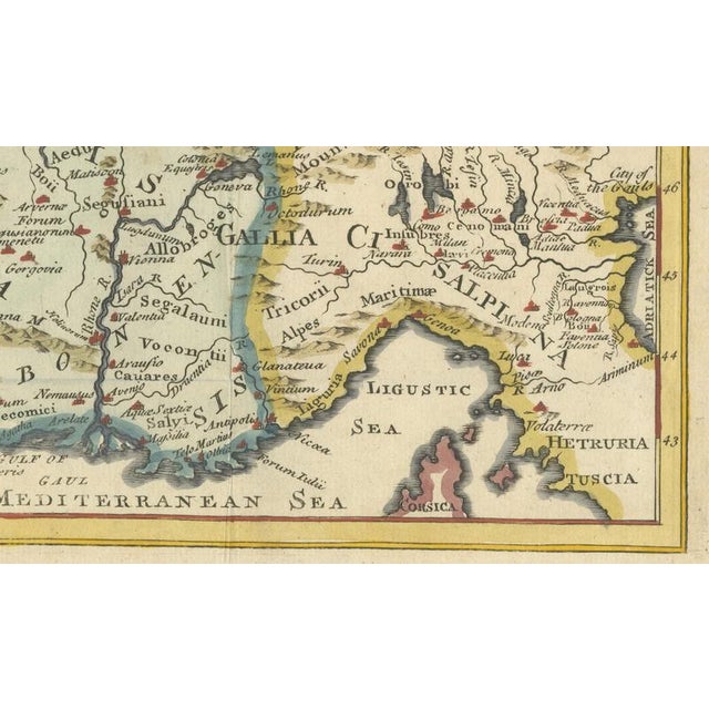 Antique Hand-Colored Map of Ancient Gaul, 1748 For Sale - Image 6 of 9