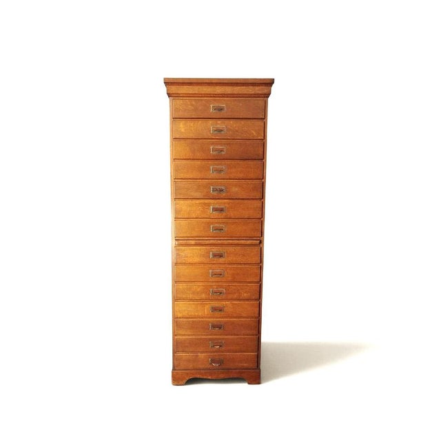 Mid-Century Danish Oak Archive Cabinet with Pull-Out Shelf, 1920s For Sale - Image 12 of 16